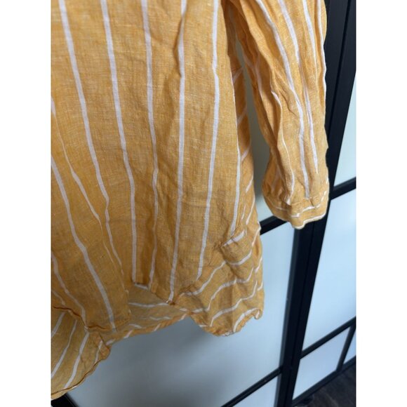 C&C California Linen Tunic Shirt Womens 1X Striped Beach Resort Boho Lagenlook - Picture 7 of 14